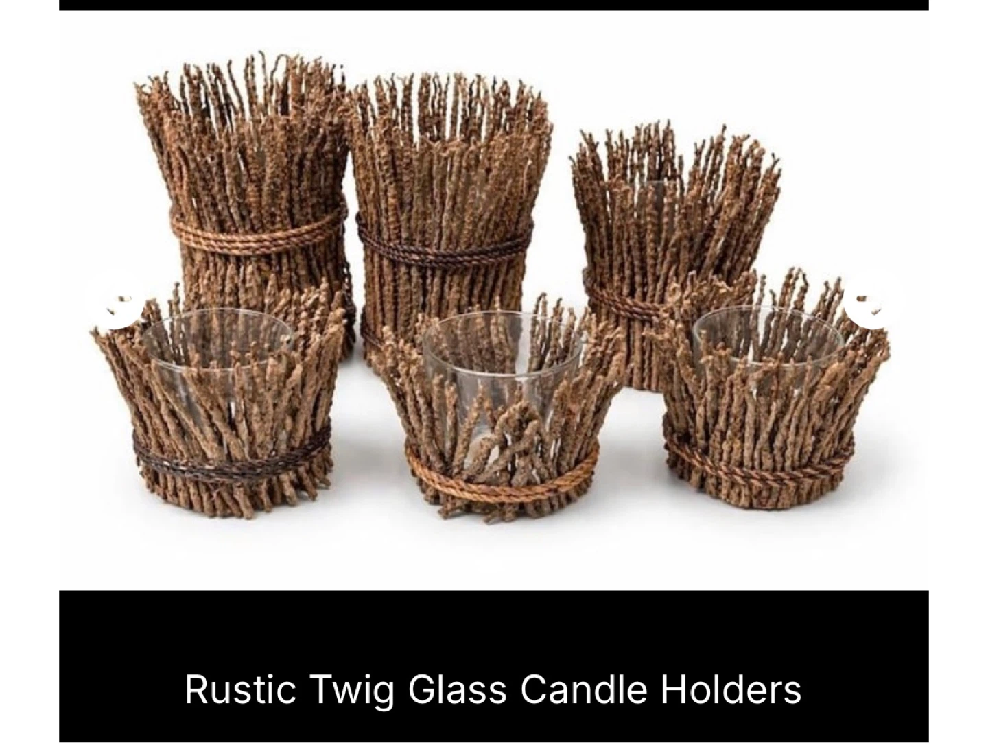 Rustic Twig Glass Candle Holders Set