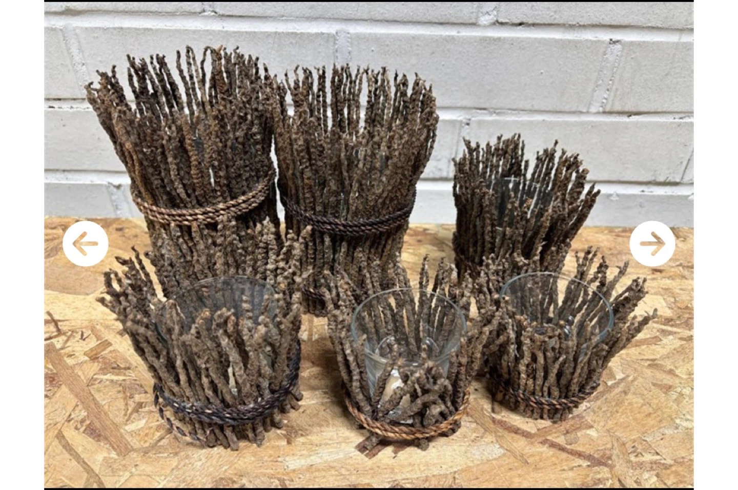 Rustic Twig Glass Candle Holders Set - photo 2