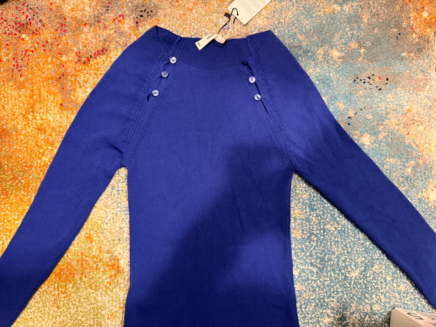🏆Blue Long Sleeve Button Detail Sweater size fits S to M - photo 2