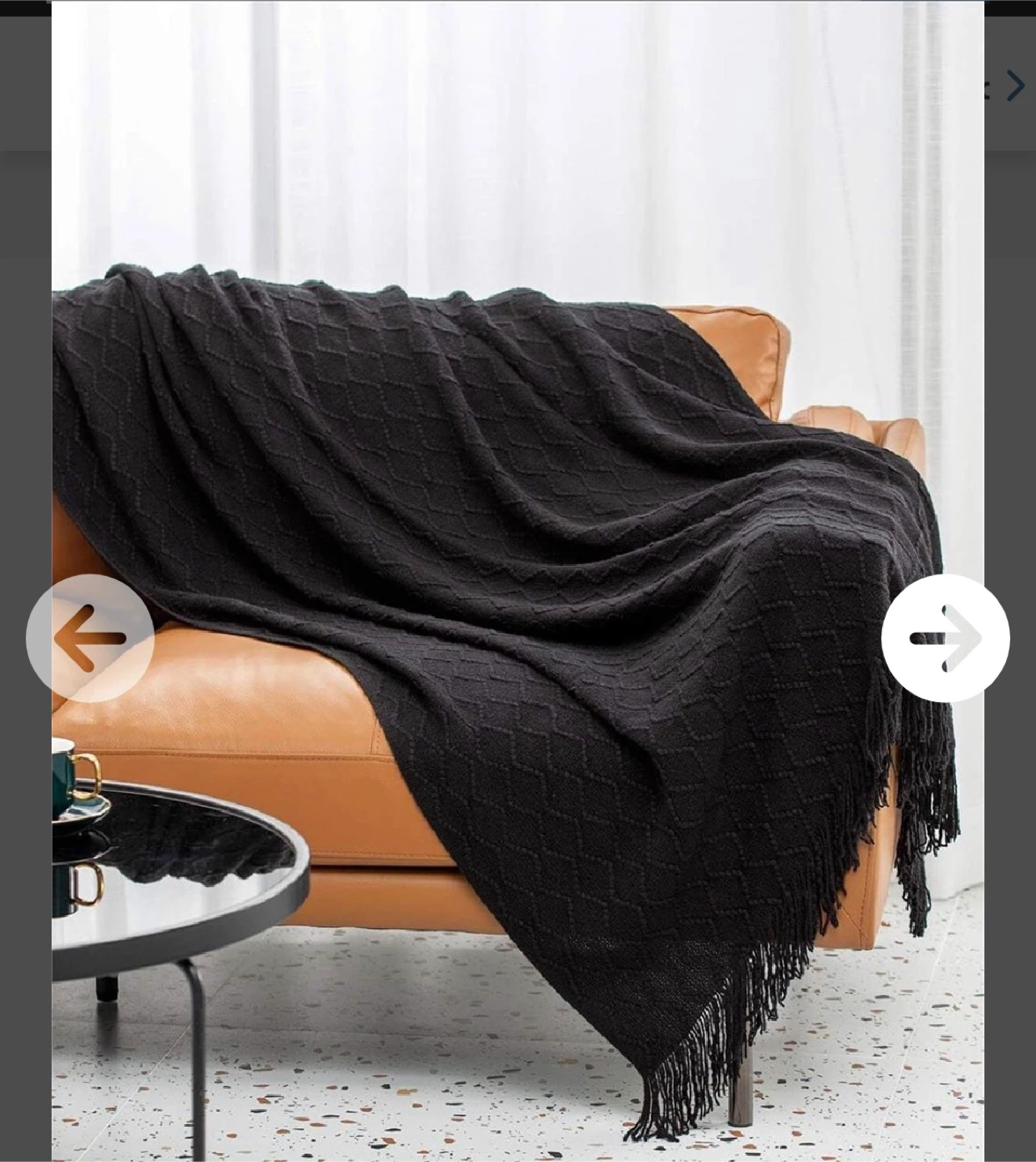 Black Knit Throw Blanket with Tassels