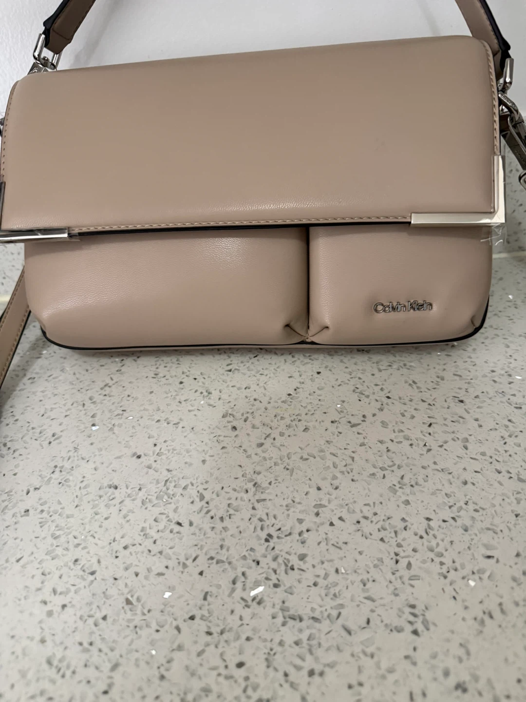Calvin Klein Taupe Leather Crossbody Shoulder Bag - photo 3