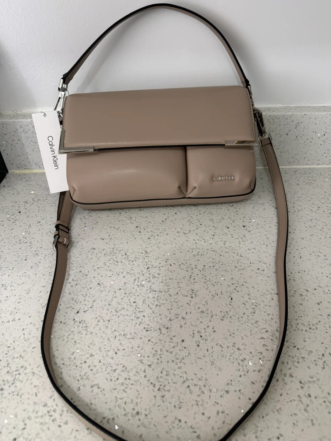 Calvin Klein Taupe Leather Crossbody Shoulder Bag - photo 2