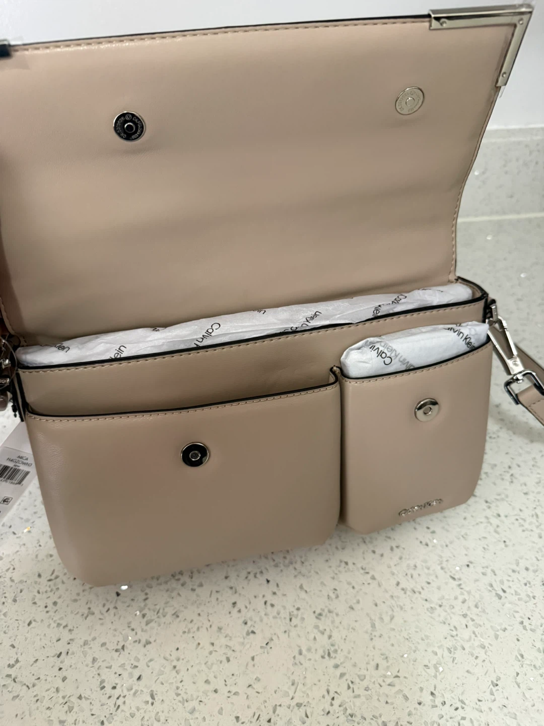 Calvin Klein Taupe Leather Crossbody Shoulder Bag - photo 5