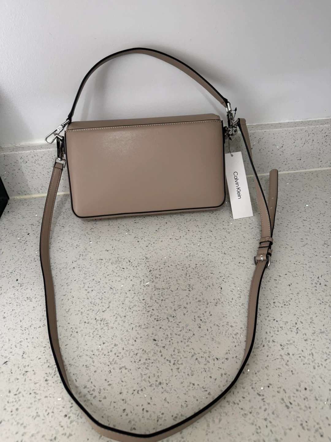 Calvin Klein Taupe Leather Crossbody Shoulder Bag - photo 4