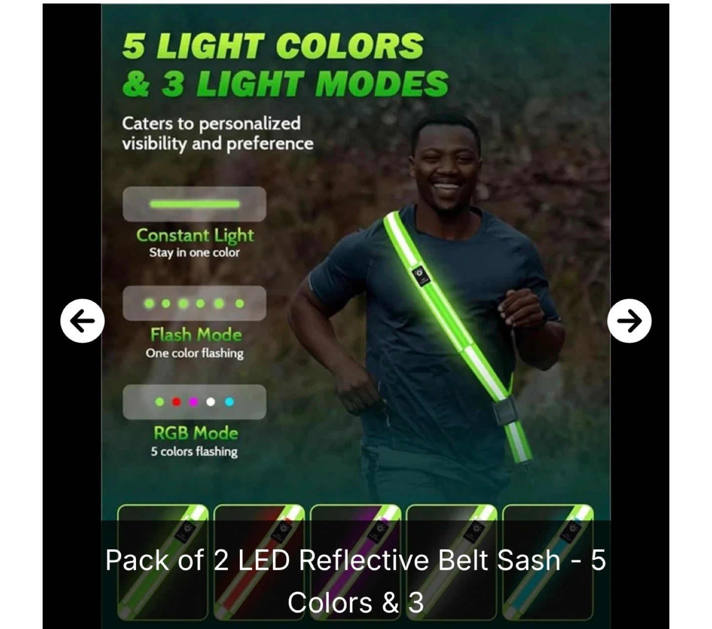 Pack of 2 LED Reflective Belt Sashes - photo 2