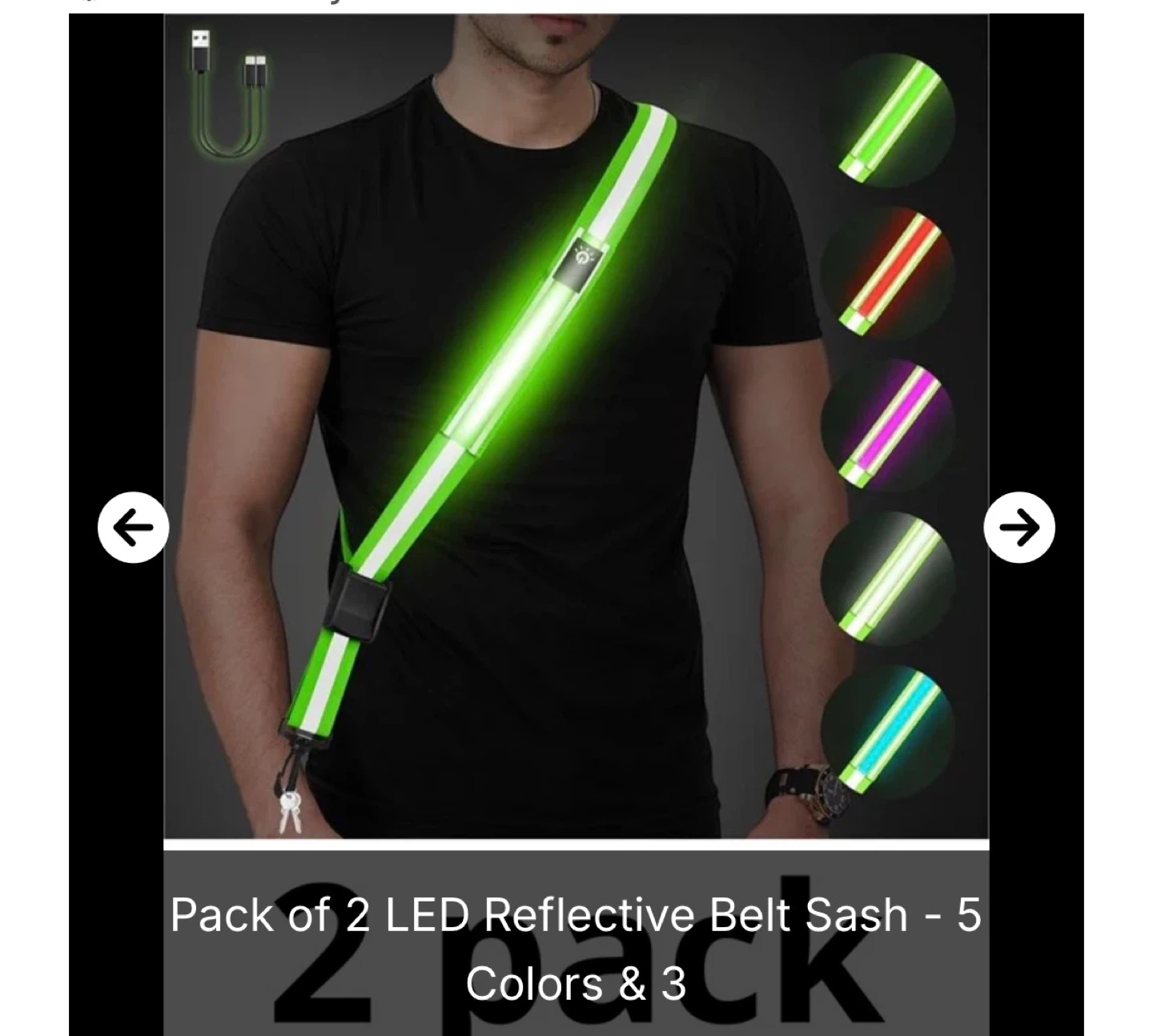 Pack of 2 LED Reflective Belt Sashes