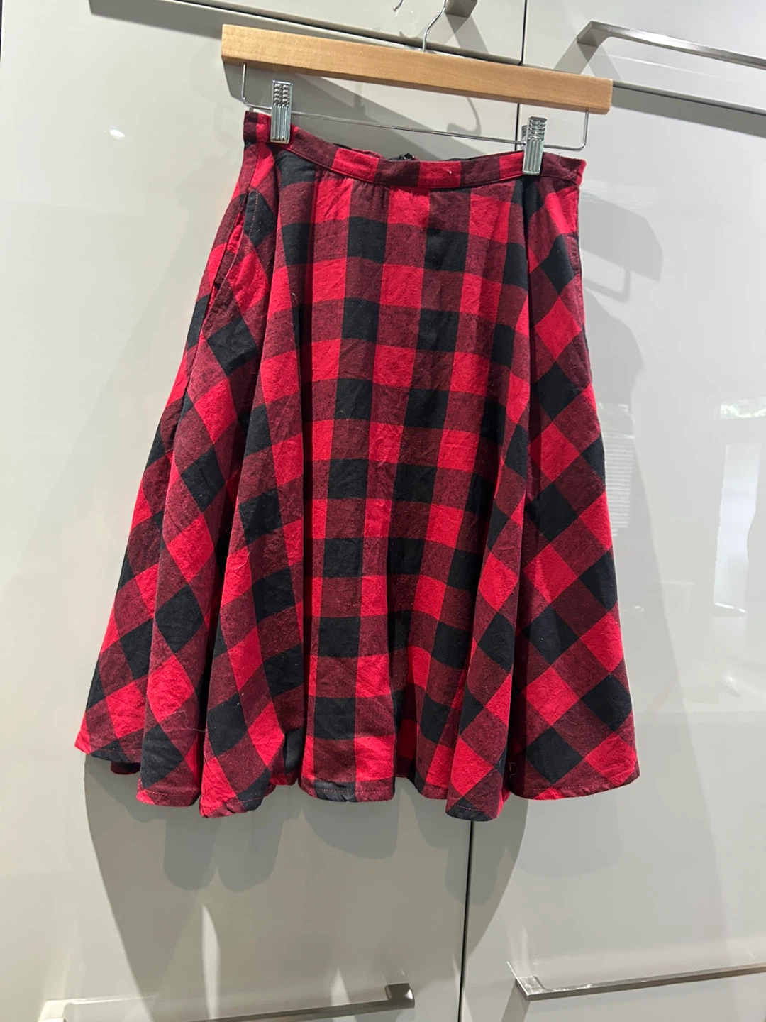 TWIK Red and Black  Plaid Skirt 100% Cotton