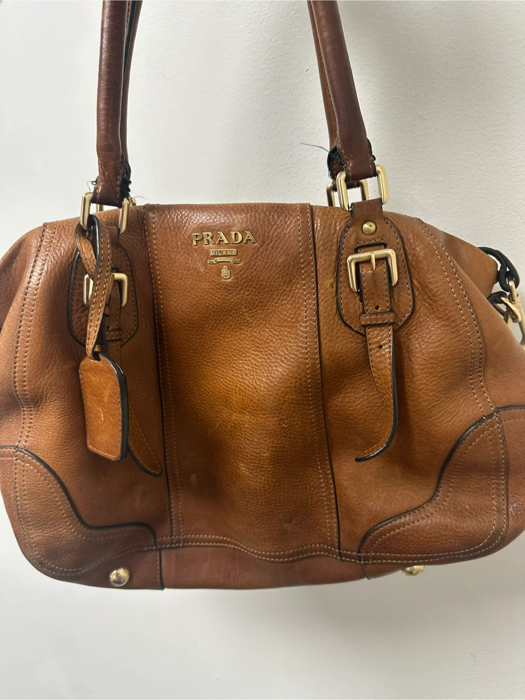 PRADA Brown Leather Satchel Handbag