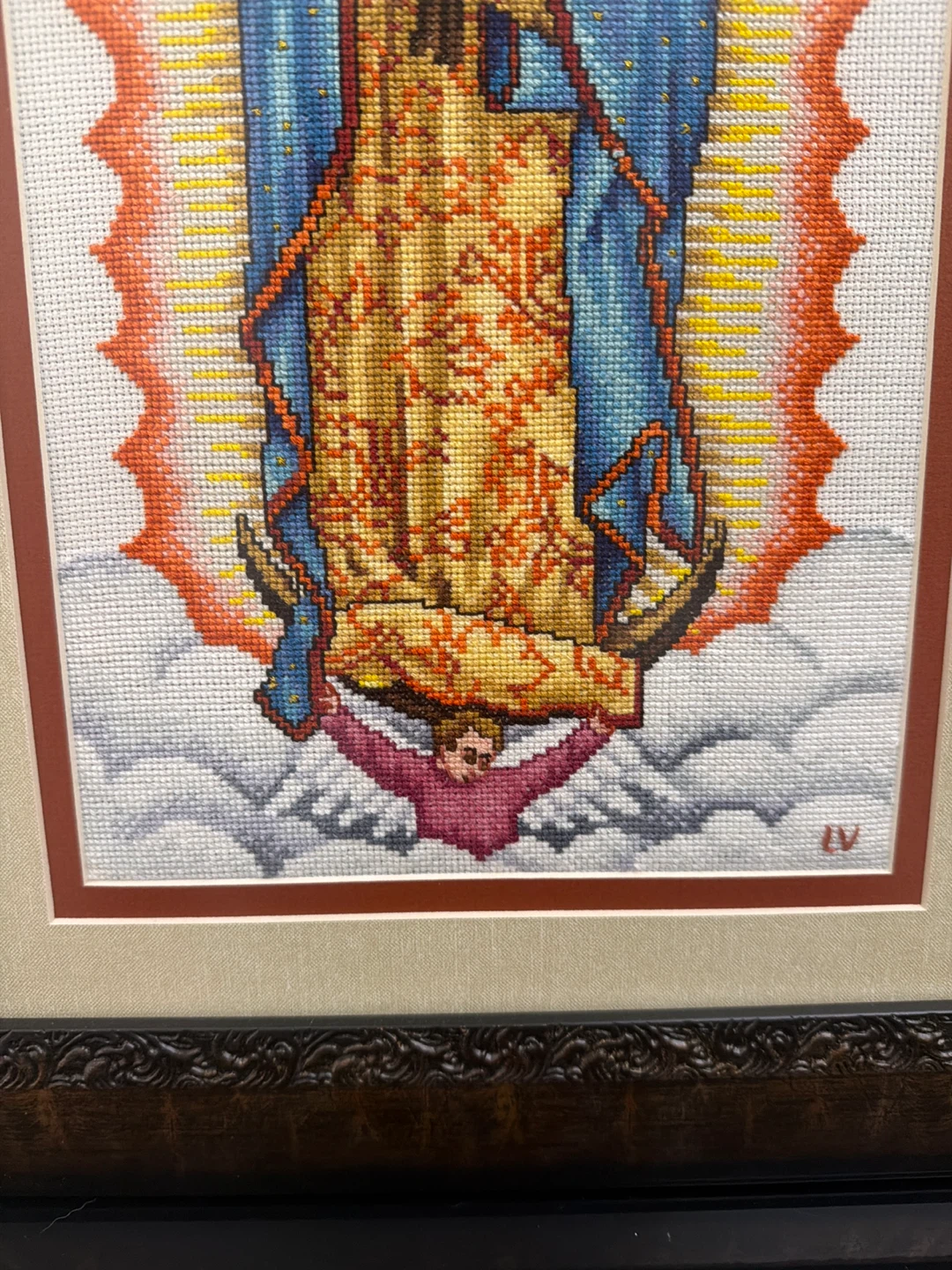 Framed Virgin of Guadalupe Cross Stitch Art - photo 2