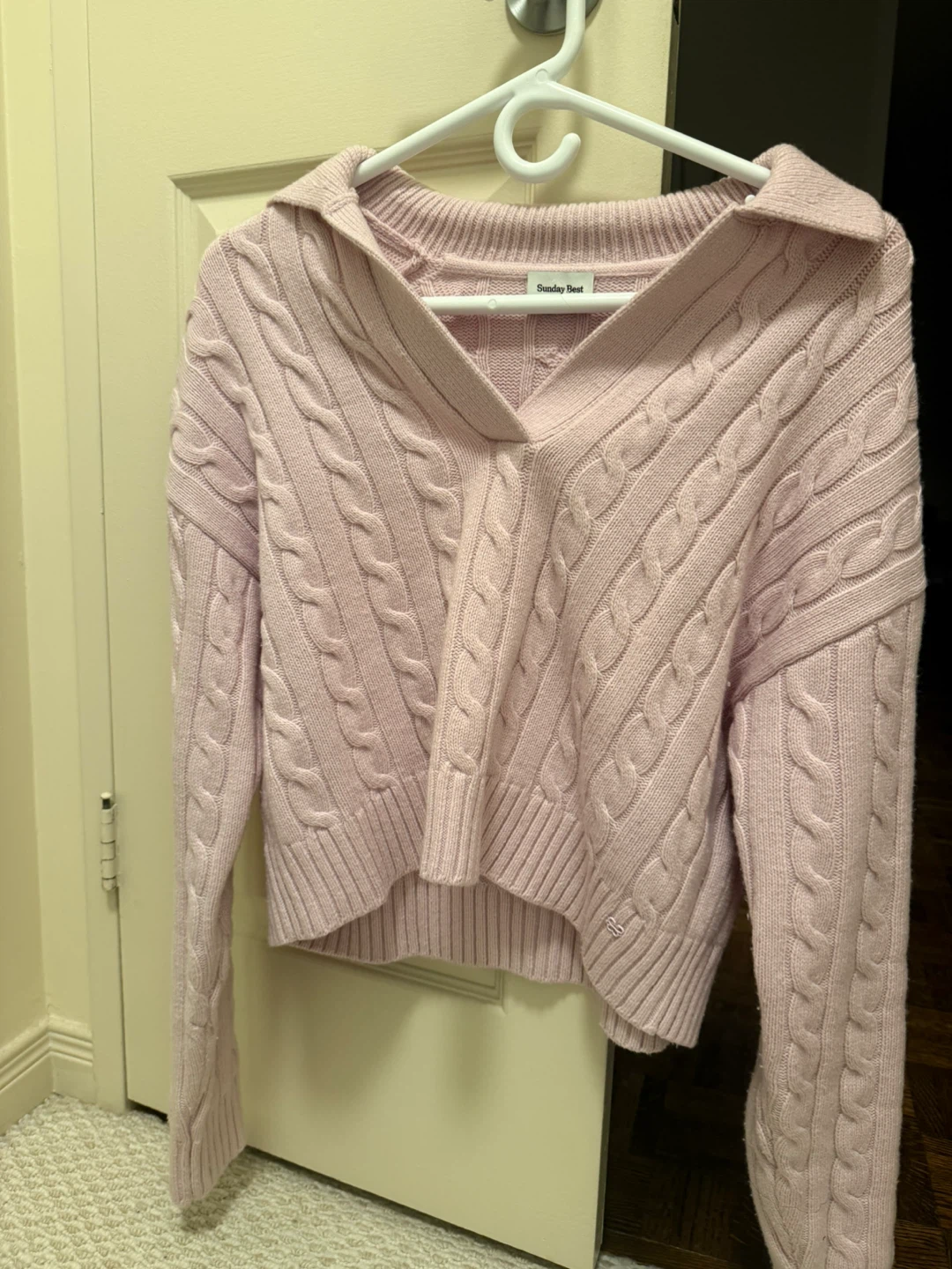 Sunday Best Pink Cable Knit Pink Sweater