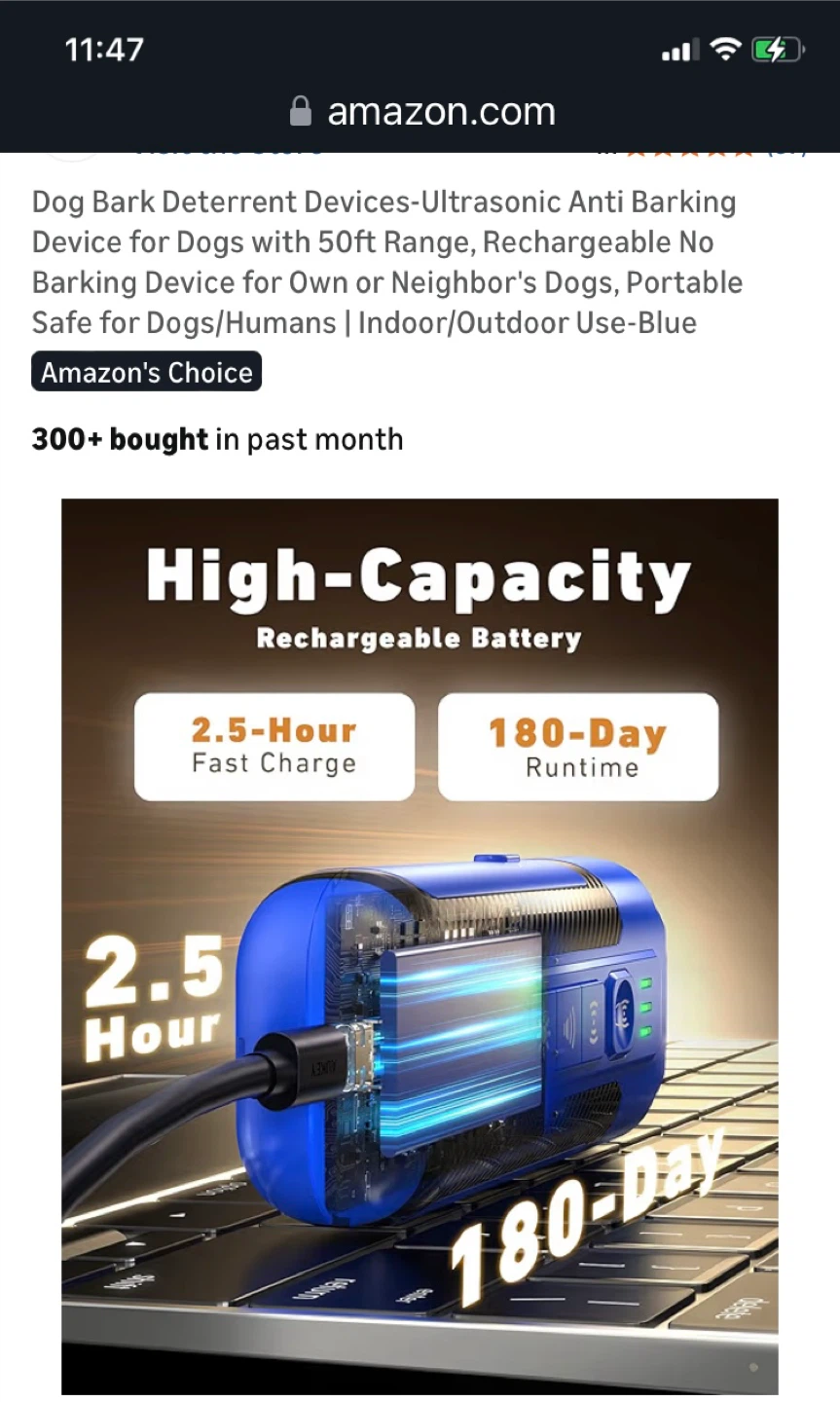 Ultrasonic Dog Bark Deterrent and Trainer Device - Blue - photo 3