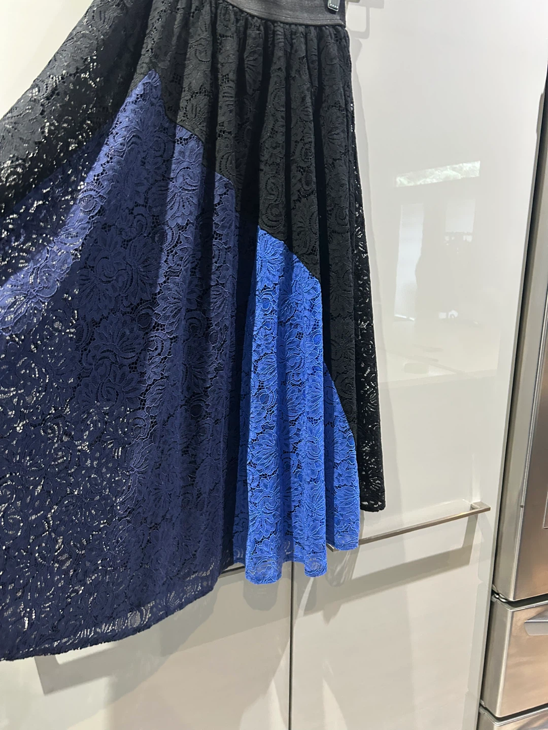 Solitaire Black & Blue Lace Midi Skirt - Size S - photo 2