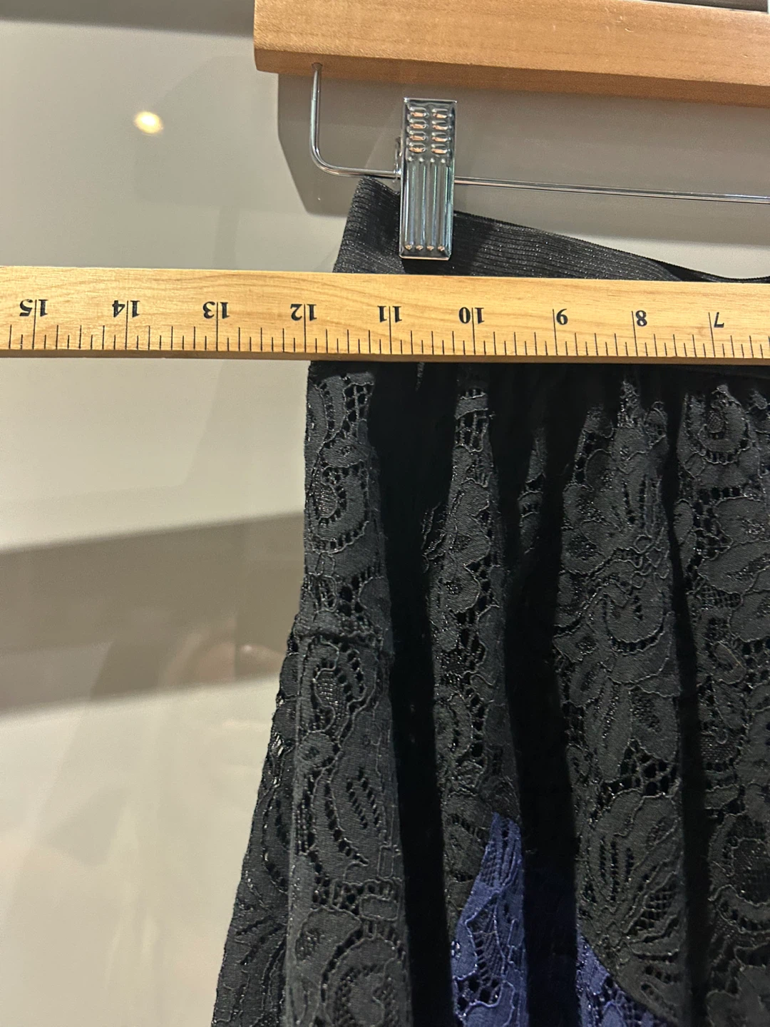 Solitaire Black & Blue Lace Midi Skirt - Size S - photo 5