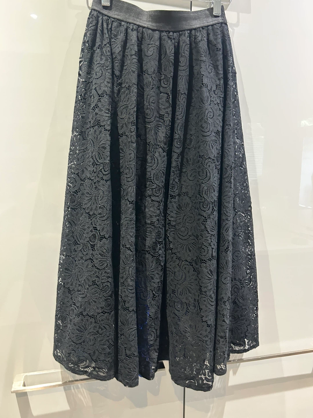 Solitaire Black & Blue Lace Midi Skirt - Size S - photo 3