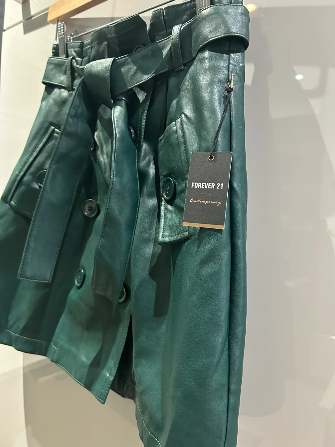 Forever 21 Green Faux Leather Belted Skirt - photo 4