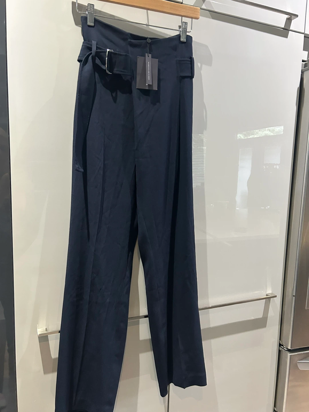 Judith & Charles Navy Belted Wide-Leg Trousers