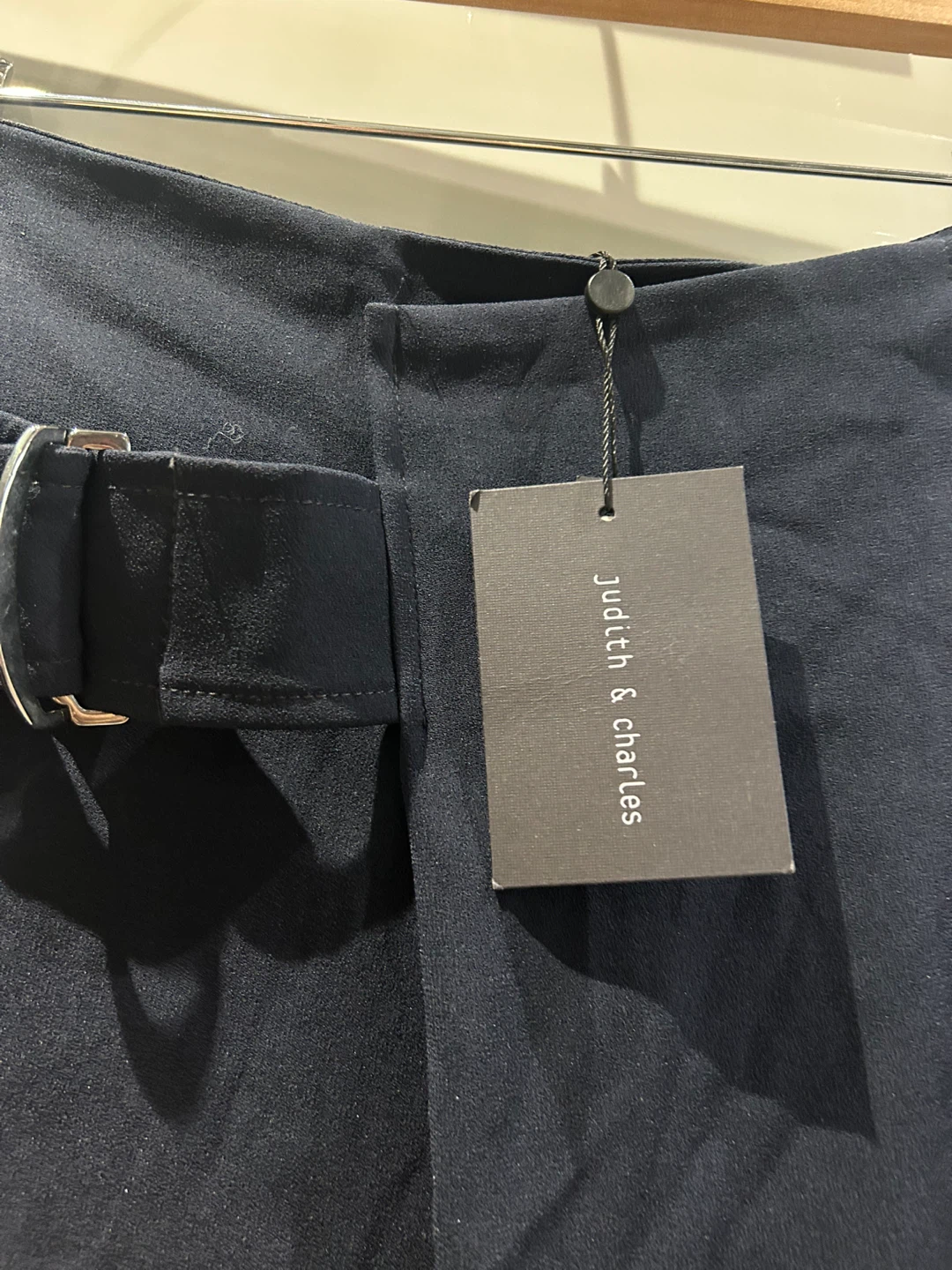 Judith & Charles Navy Belted Wide-Leg Trousers - photo 3