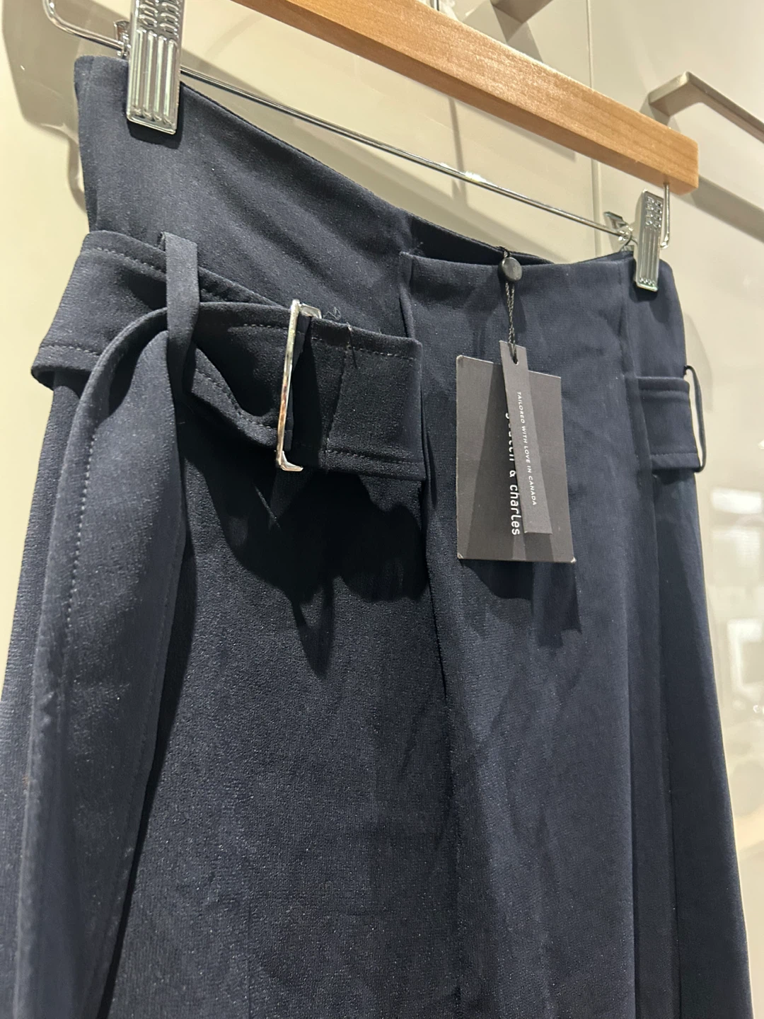 Judith & Charles Navy Belted Wide-Leg Trousers - photo 2