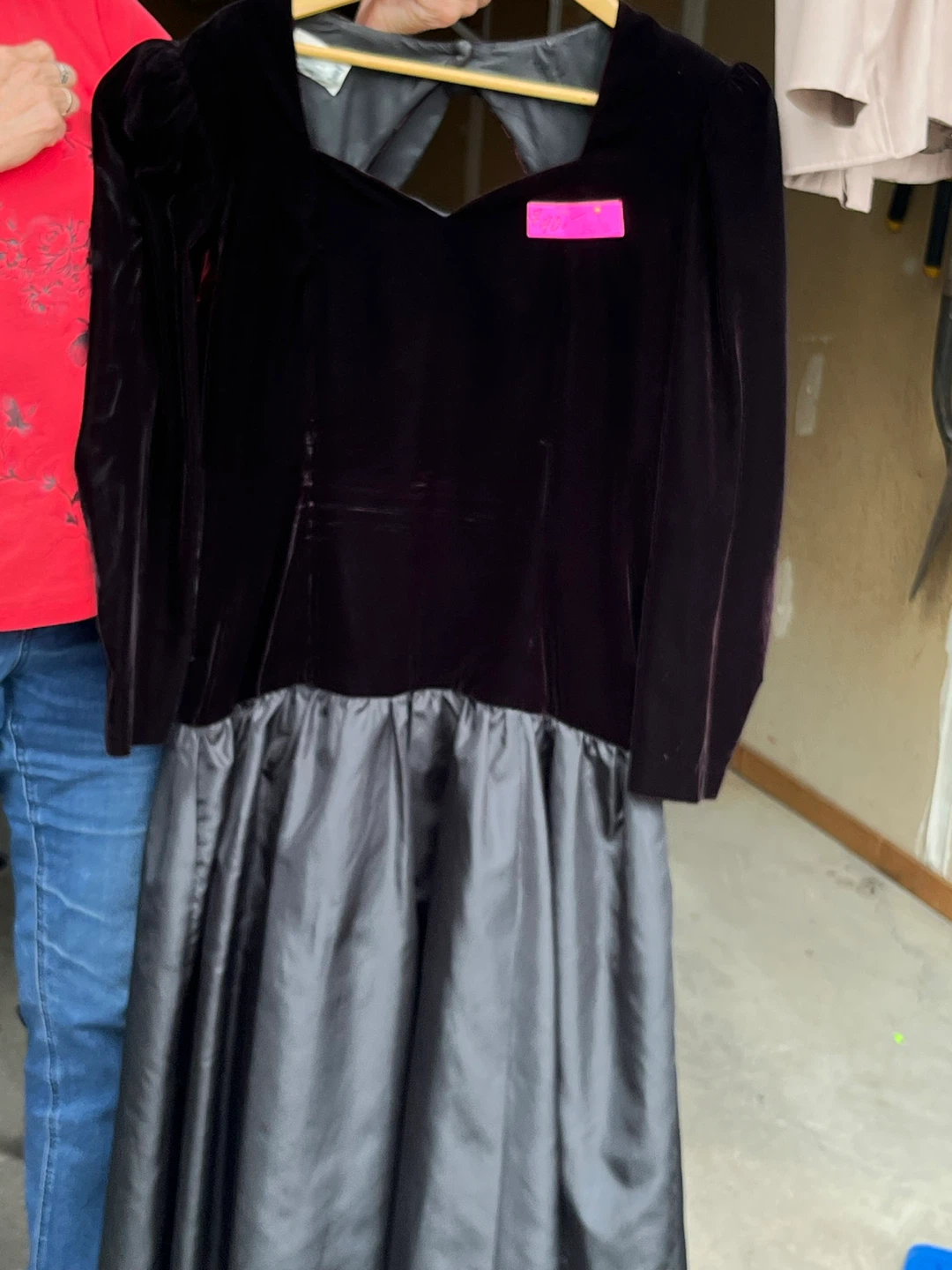 Women's Black Velvet and Satin Formal Dress - photo 3