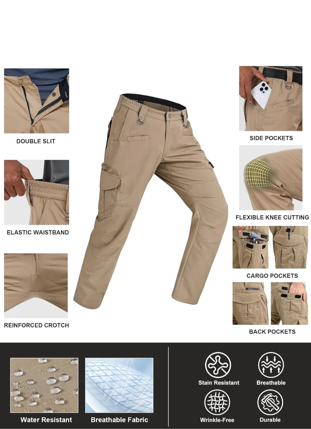 Men's Khaki Cargo Pants - photo 4