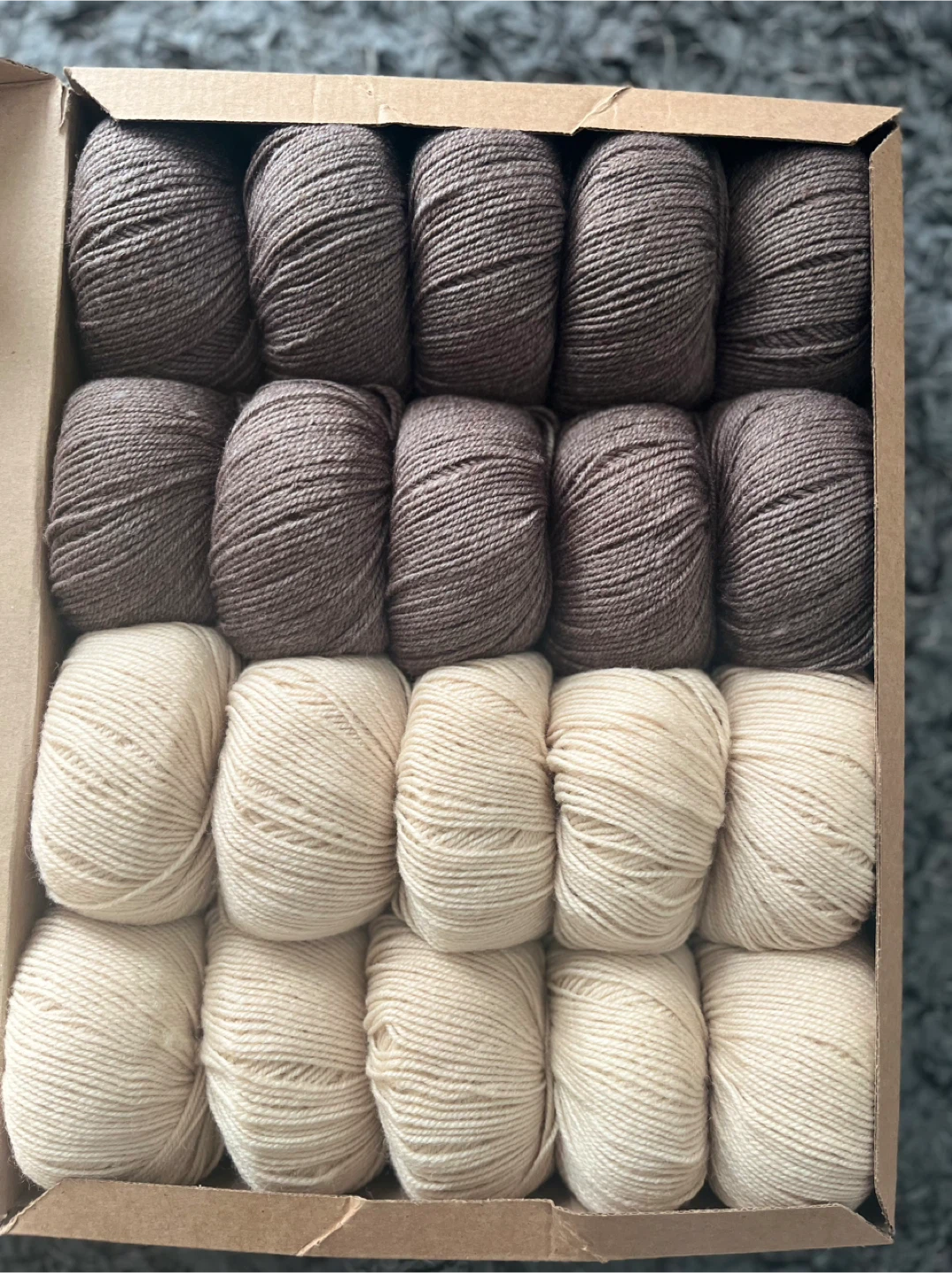 20 skeins of yarn - brown and cream
