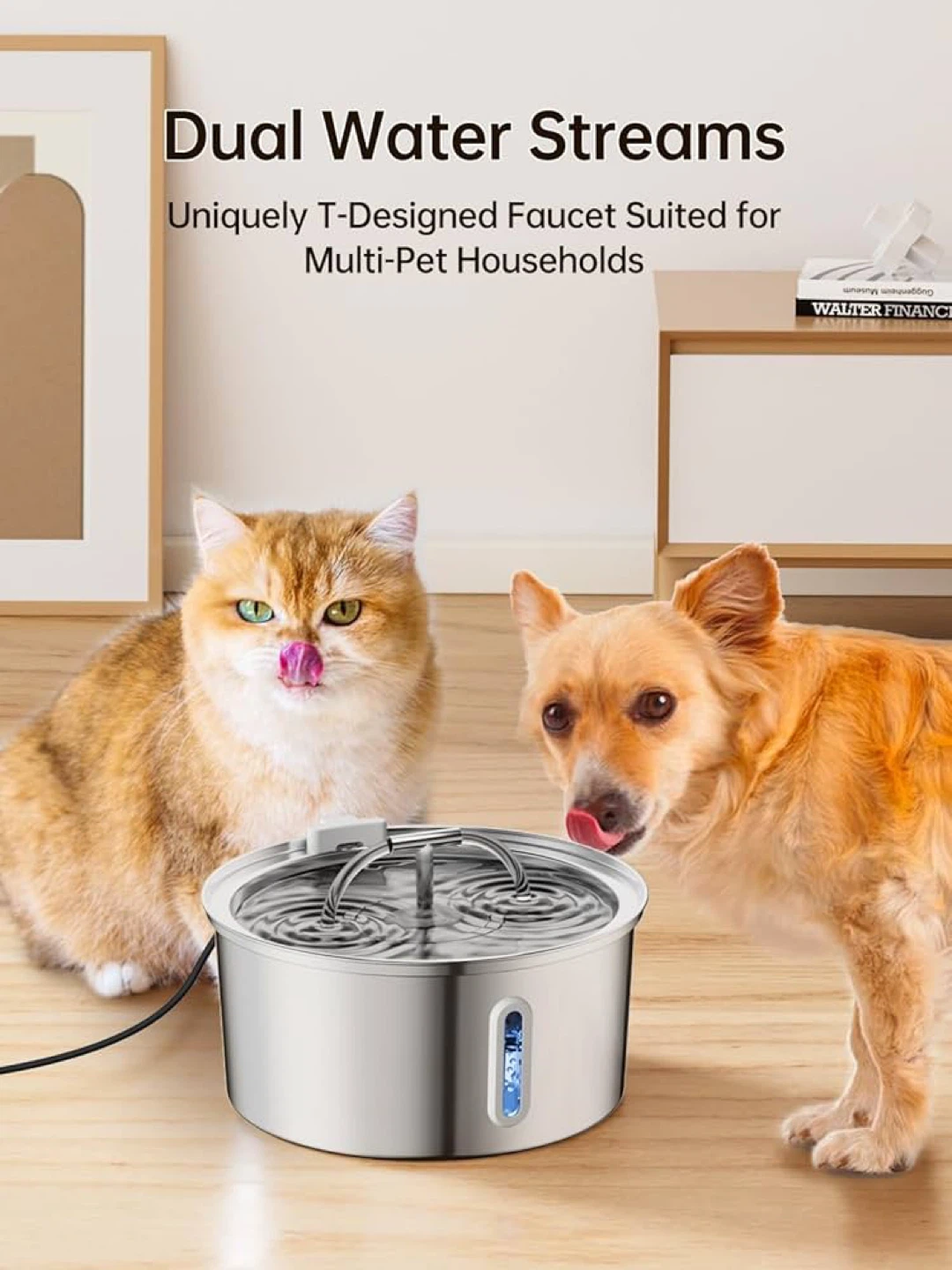 Qzkragt Stainless Steel Pet Water Fountain
