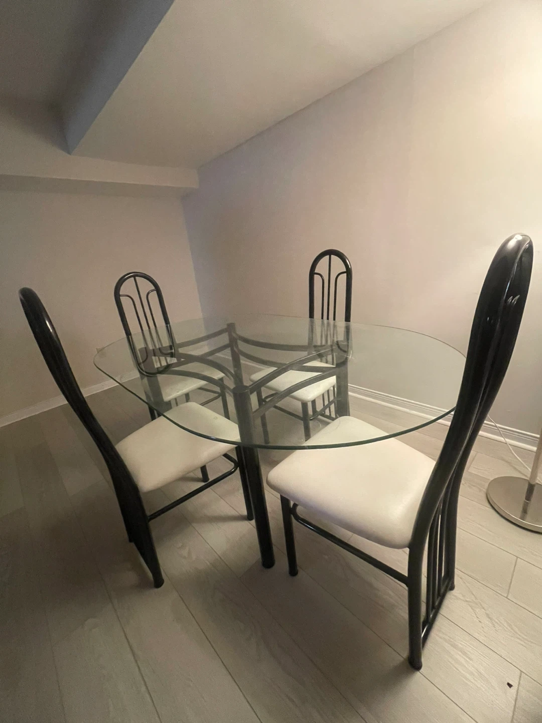 Glass Top Dining Table Set with 4 Chairs