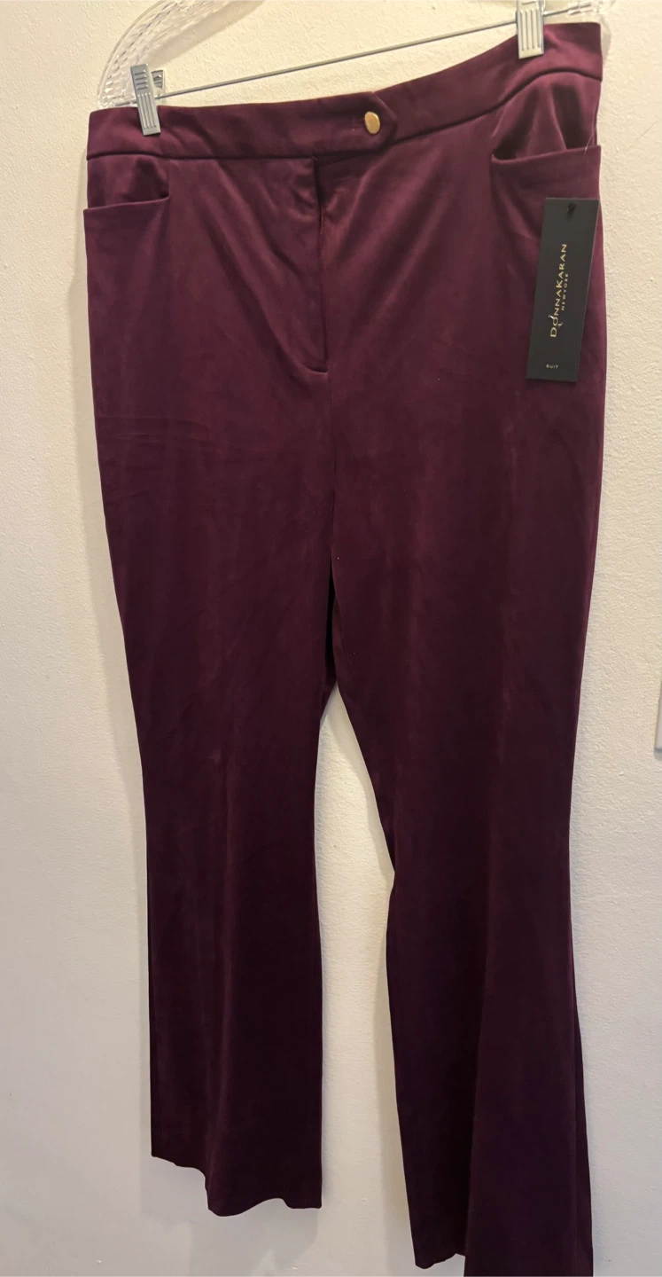 NEW Donna Karan New York Velvet Pants Size 12 Burgundy - photo 2