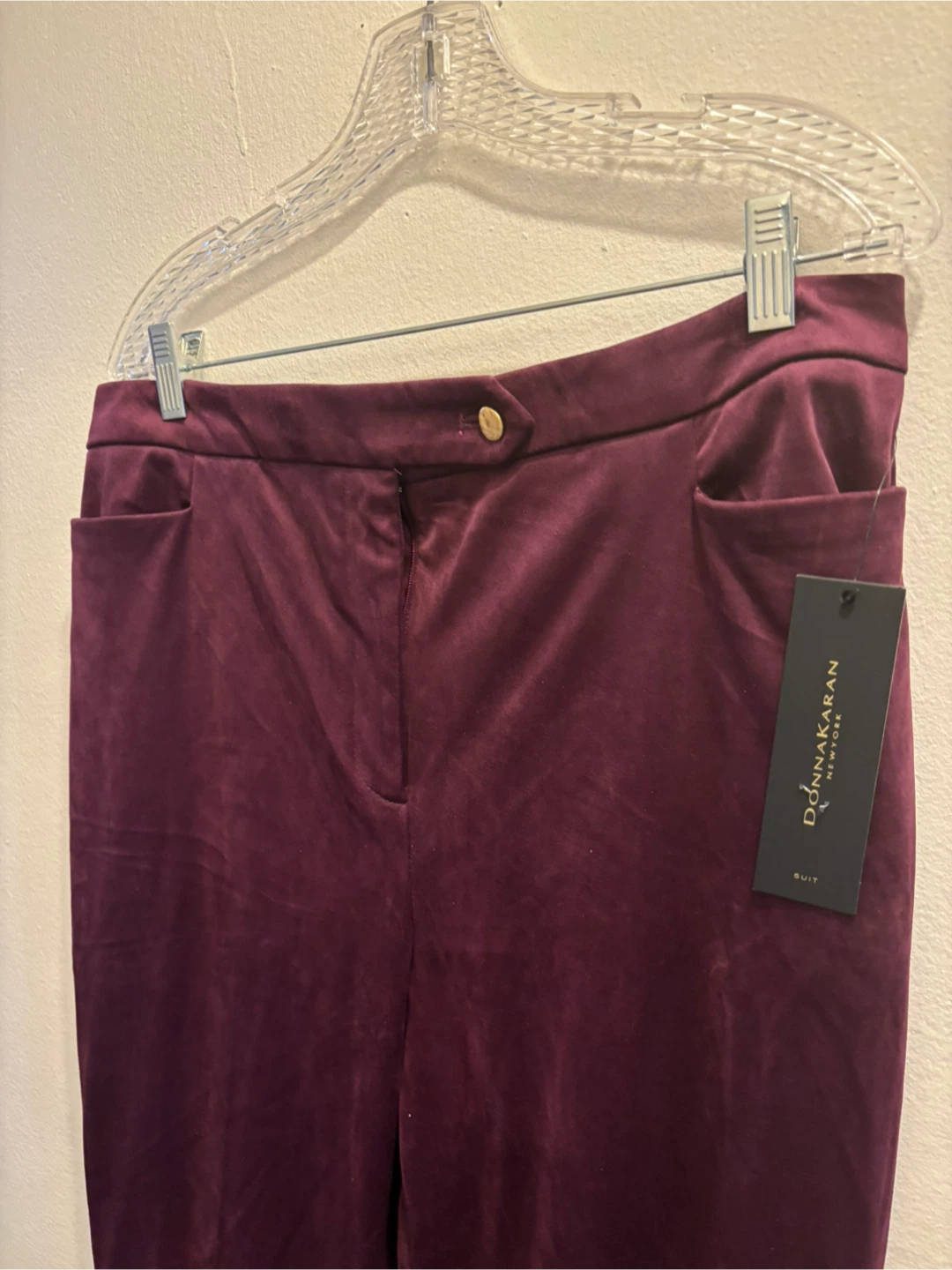 NEW Donna Karan New York Velvet Pants Size 12 Burgundy