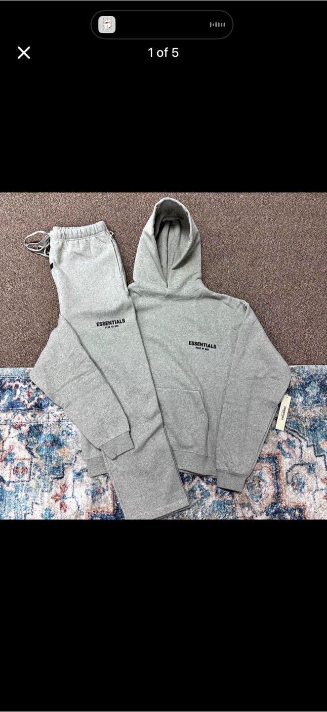 Essentials Fear of God Grey Hoodie and Sweatpants Set