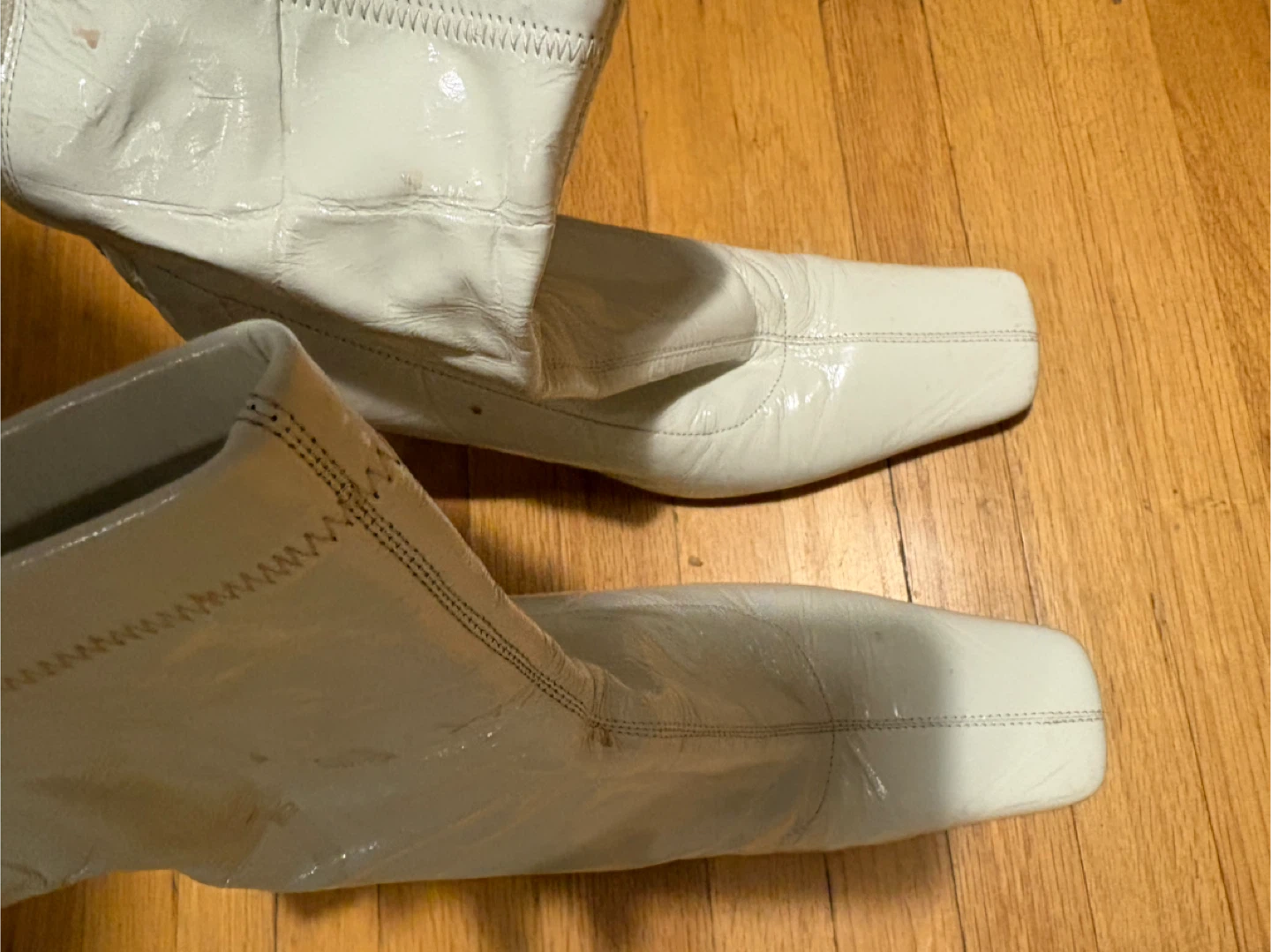 Women's Ankle Boots - White Leather & Black Knit - photo 5
