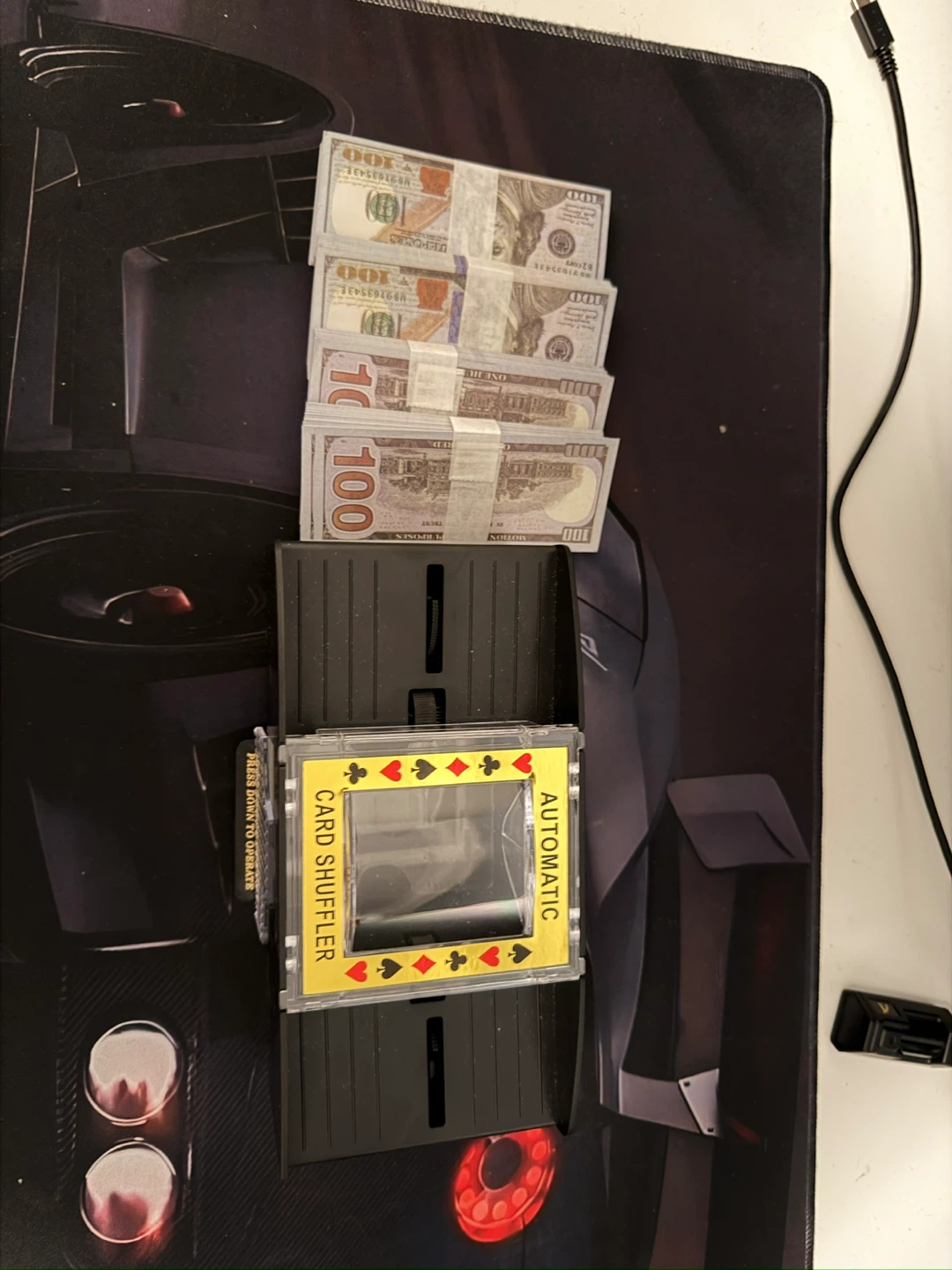 Automatic Card Shuffler and some counterfeit Cash
