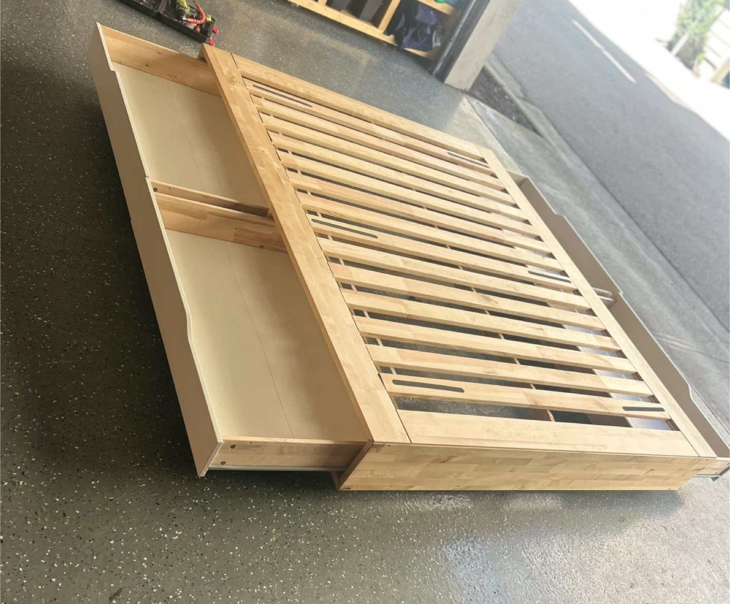 Wooden double Bed Frame with Storage Drawers - photo 3