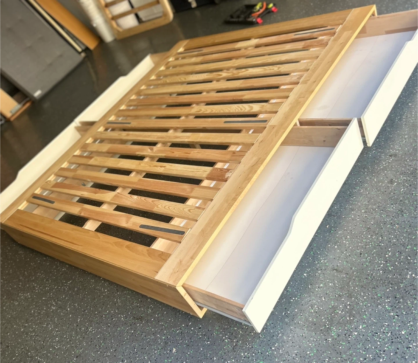 Wooden double Bed Frame with Storage Drawers - photo 2