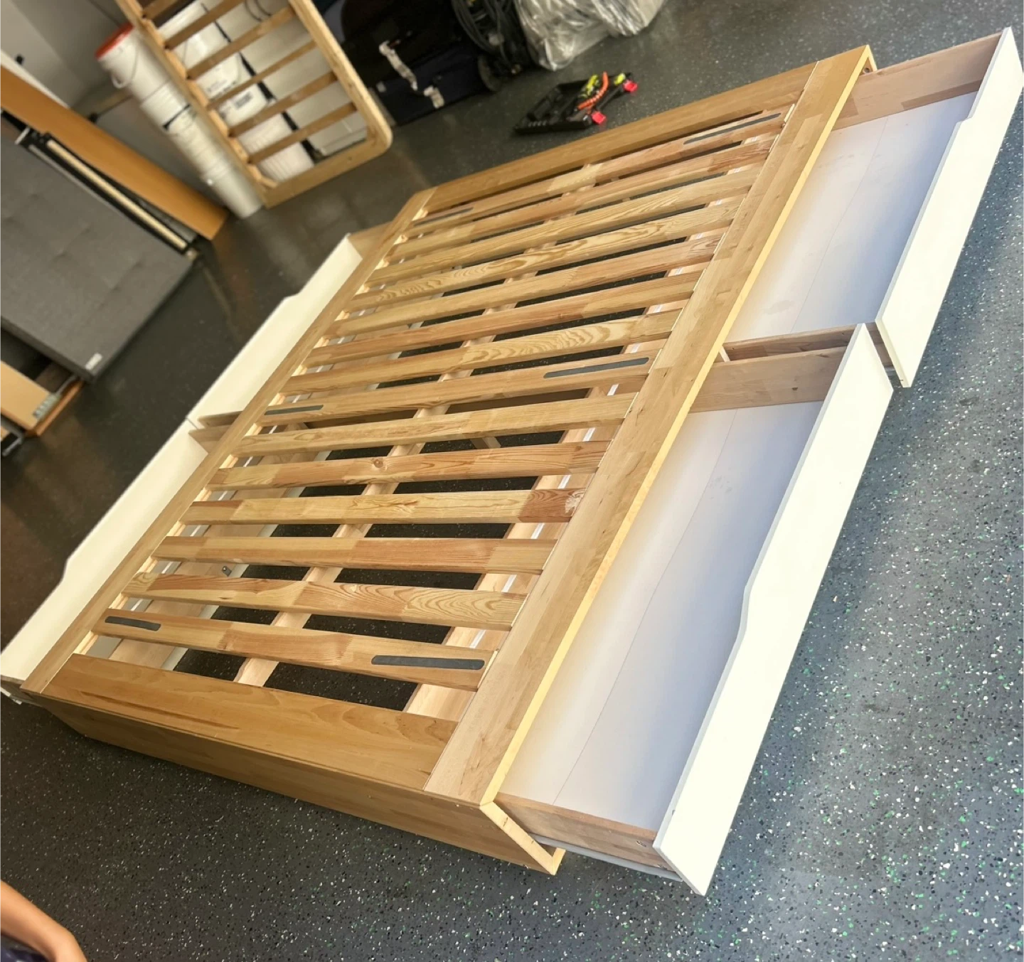 Wooden double Bed Frame with Storage Drawers