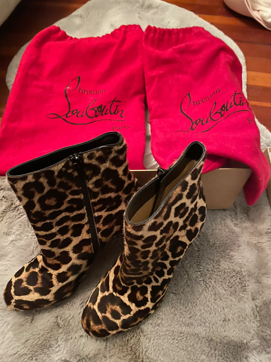Christian Louboutin Leopard Print Ankle Boots