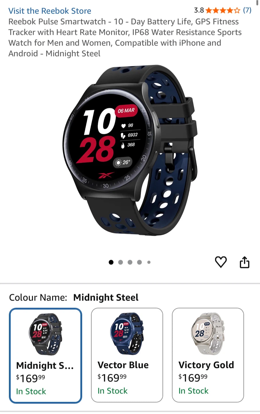 Reebok Pulse Smartwatch - Midnight Steel