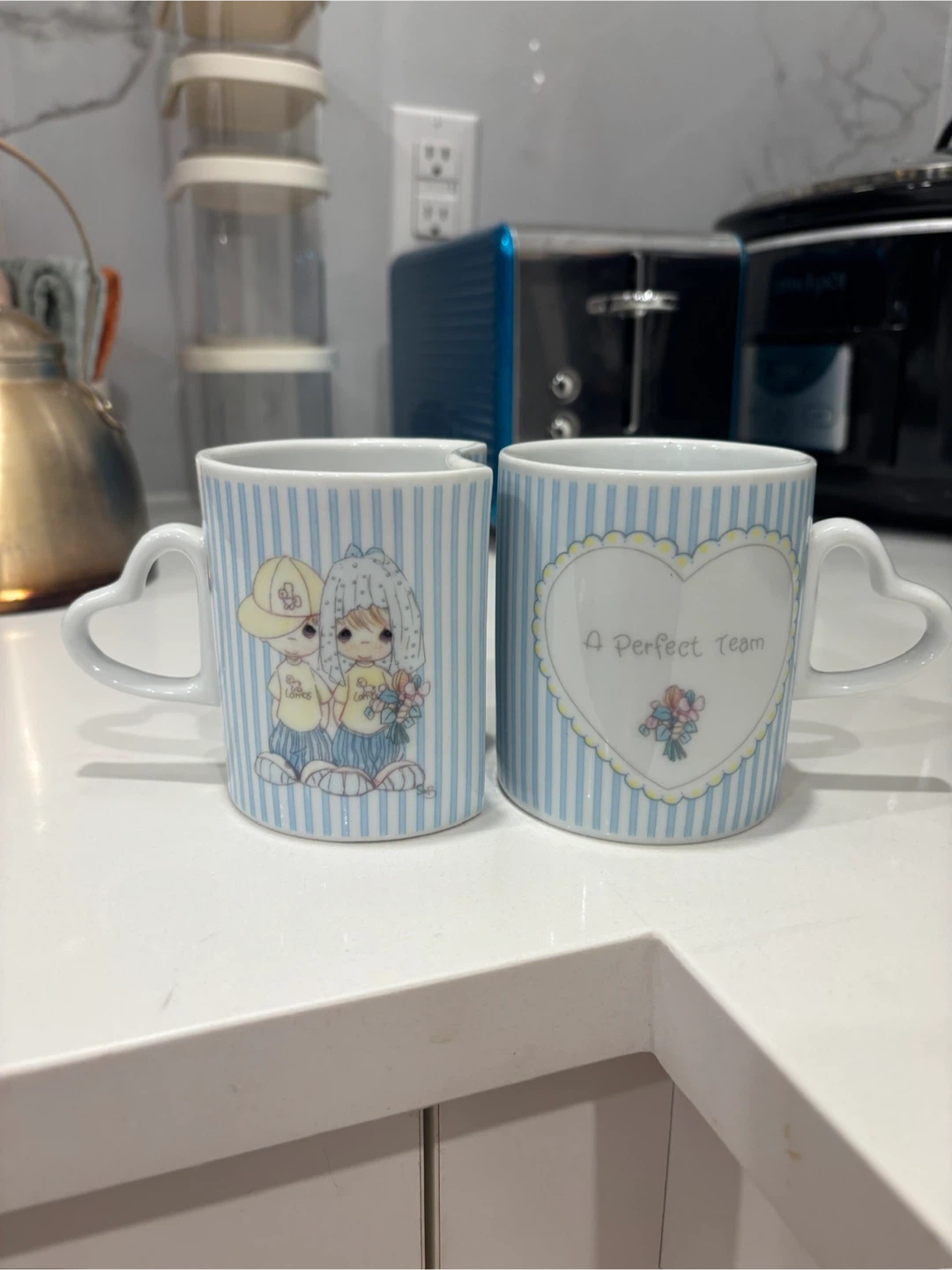 Vintage Precious Moments "A Perfect Team" Mug Set
