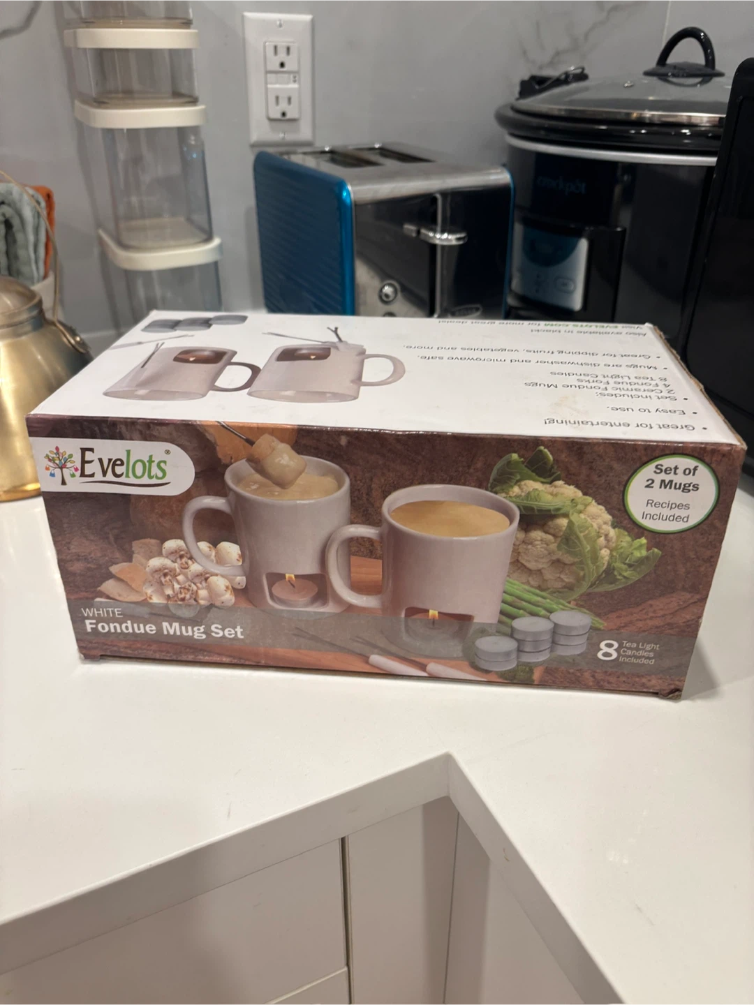 Evelots White Fondue Mug Set - Set of 2