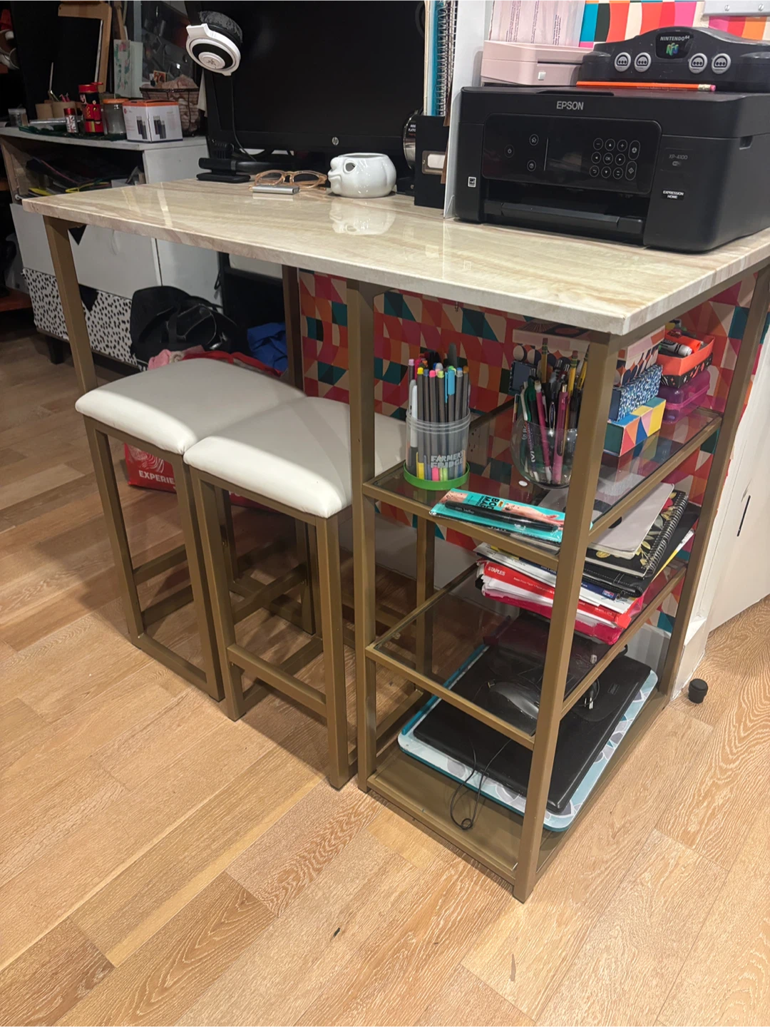 Bar Table and 2 Stools Set