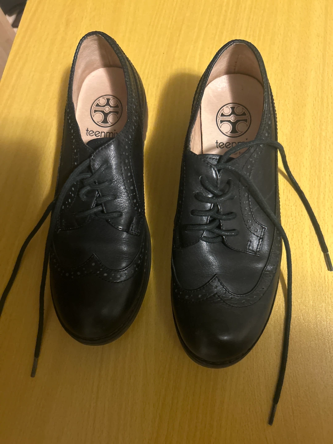 Teenmix Black Leather Wingtip Oxford Shoes Size 38 - photo 2
