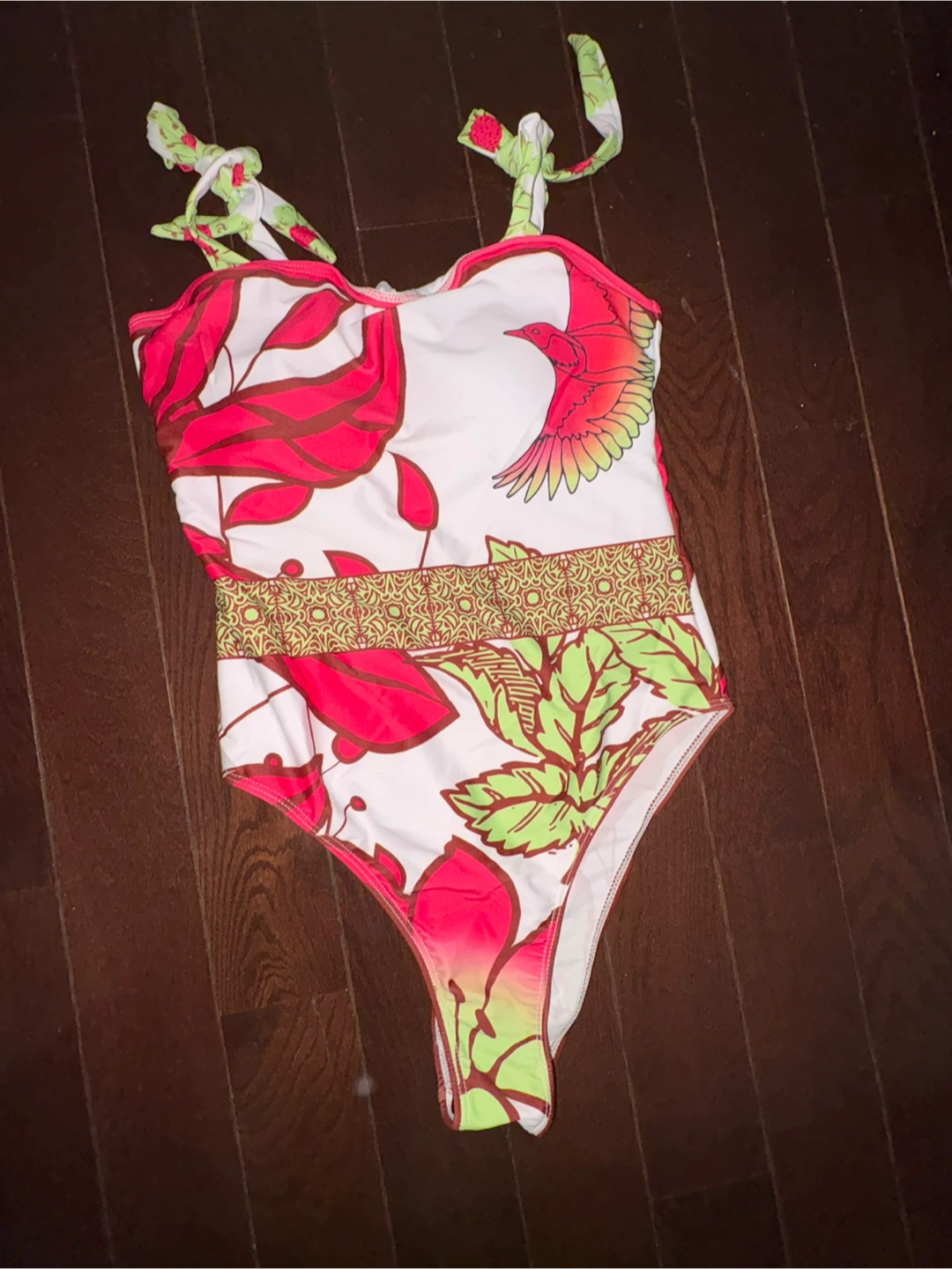 Women's two Piece Swimsuit & Cover-Up Set - Tropical Bird Print