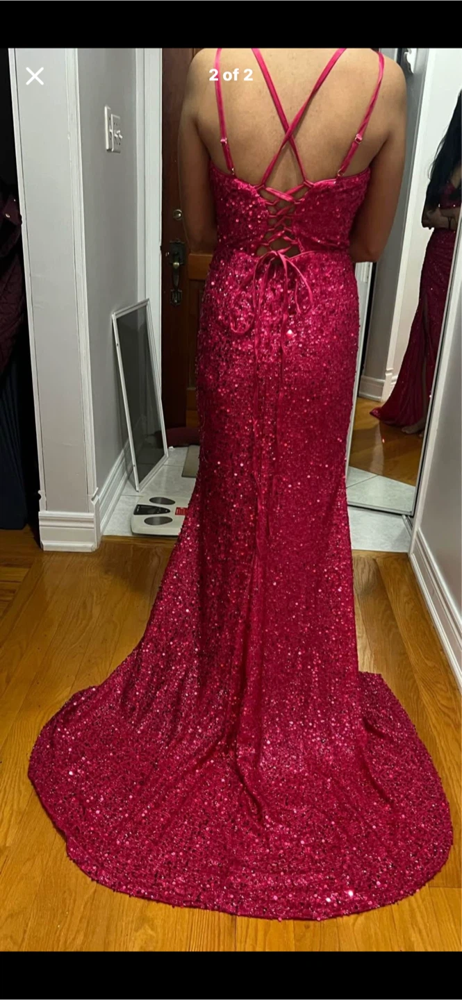Sparkly Pink Sequin Corset Prom Dress