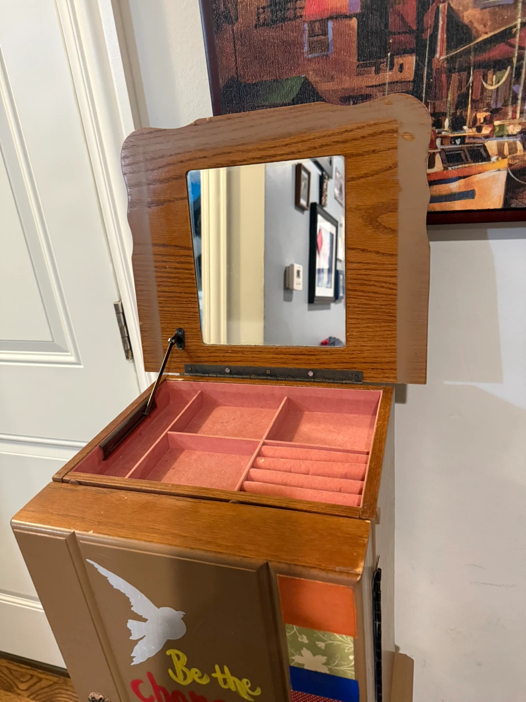 Wooden Jewelry Box with Mirror and Drawers - photo 3