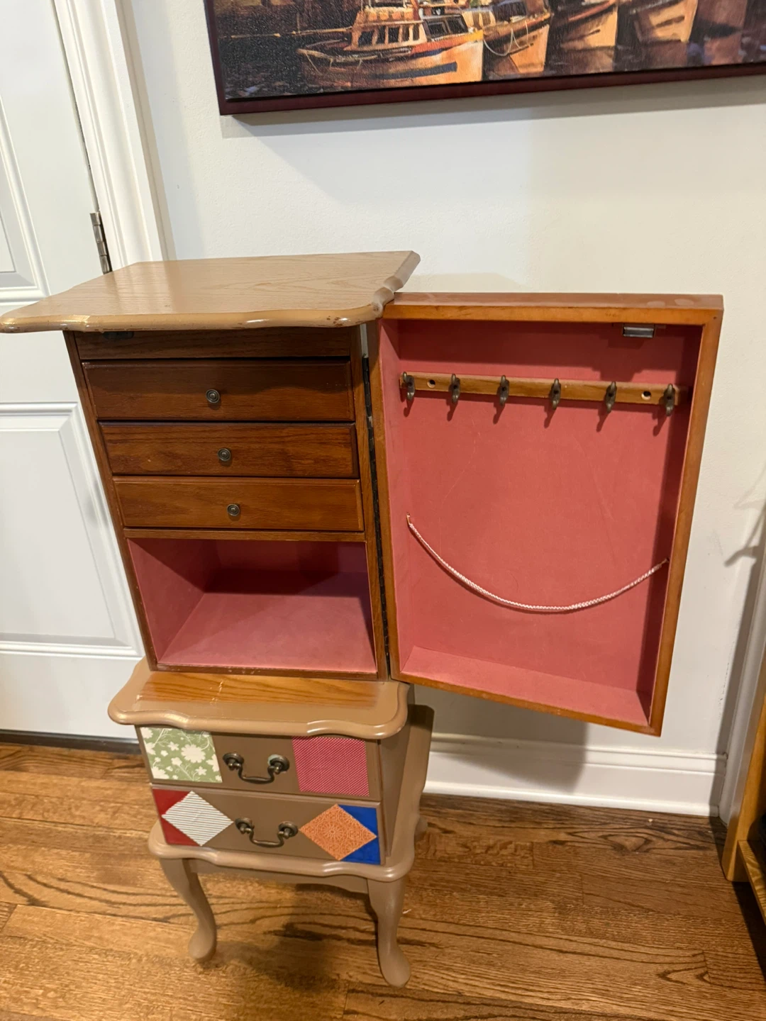 Wooden Jewelry Box with Mirror and Drawers - photo 4