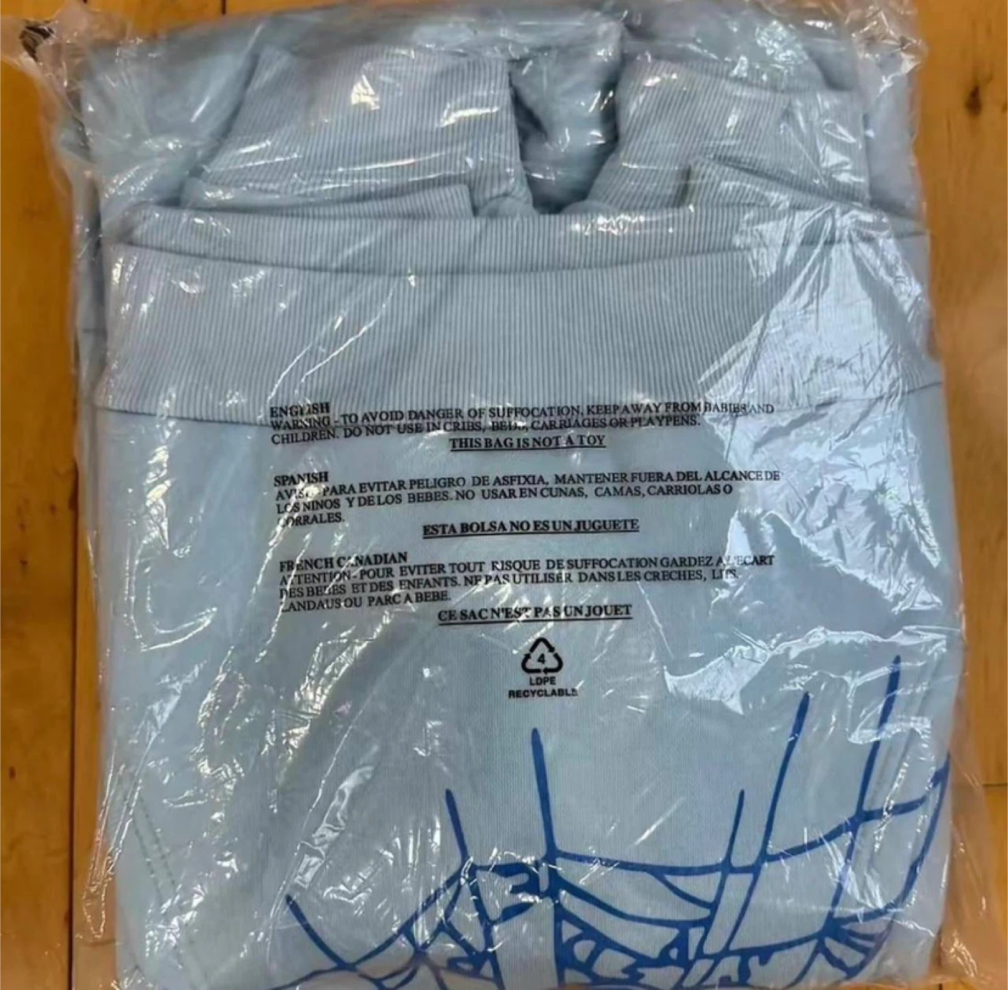 Sp5der Sky Blue Rhinestone Web Hoodie – All Sizes - photo 3