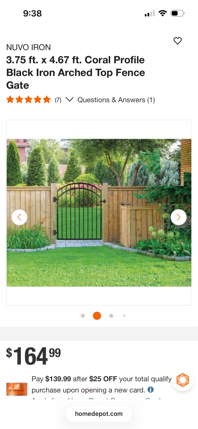Nuvo Iron Coral Profile Black Iron Arched Top Fence Gate - photo 4