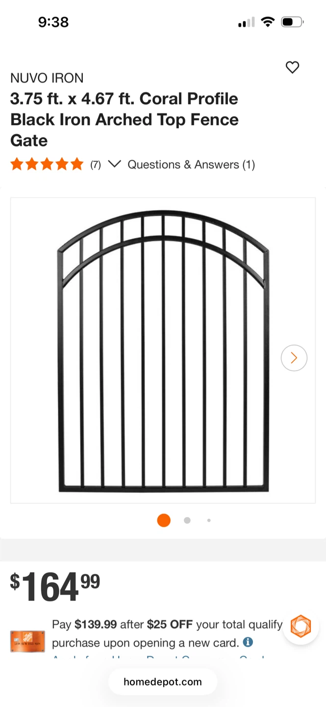 Nuvo Iron Coral Profile Black Iron Arched Top Fence Gate - photo 3