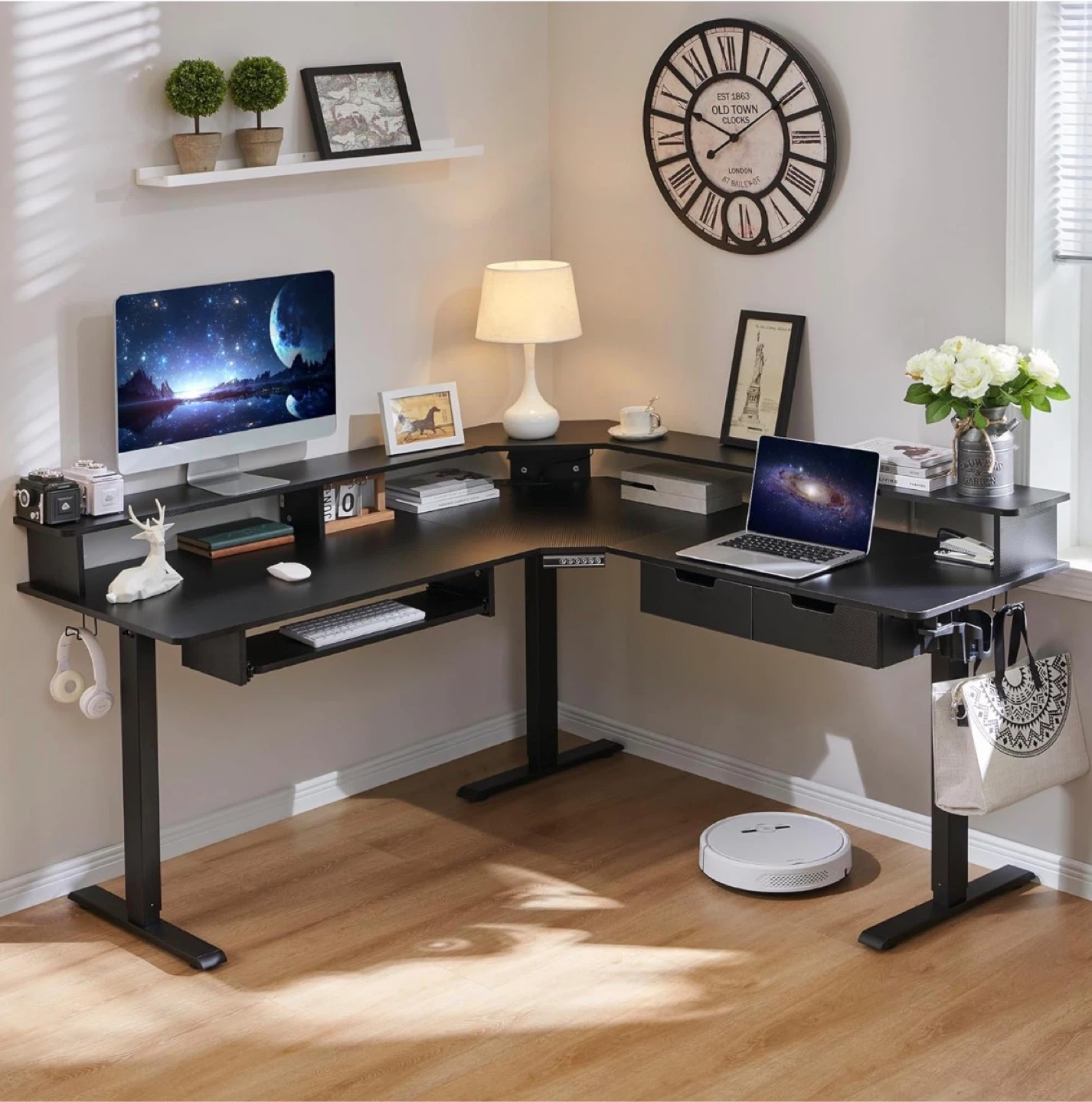 RedLemon 60" L Shaped Electric Standing Desk - Carbon Black - photo 2