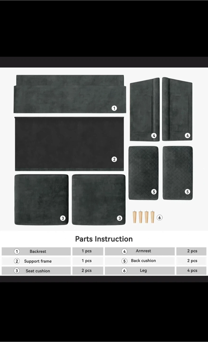 Dark Grey Sofa with Quilted Cushions- Tool Free Assembly - photo 5